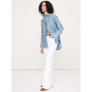 NWT Banana Republic Women's The Oversized Linen Shirt in Chambray Blue sz Large